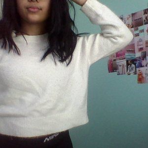 white furry crop top